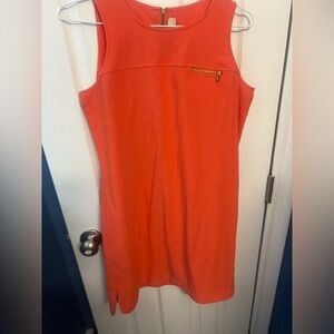 LOFT Vibrant Orange Mini Dress with Zipper Accent